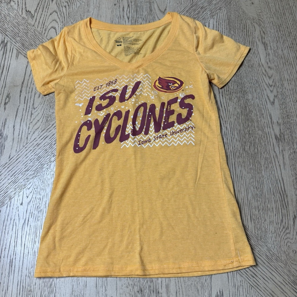 Creative Apparel Small Yellow ISU Cyclones Tee Iowa State University T-Shirt